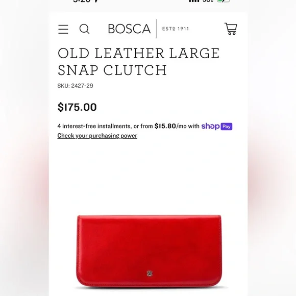 Bosca Italian leather snap wallet clutch sleek and beautiful - Picture 9 of 11